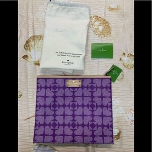 Kate Spade‎ Adrienne Pebbled Ace of Hearts Purple Clutch